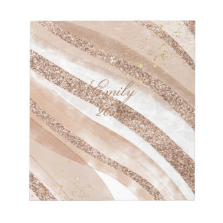 Bloc De Notas Diseño cepillado de Rosa Purpurina de oro