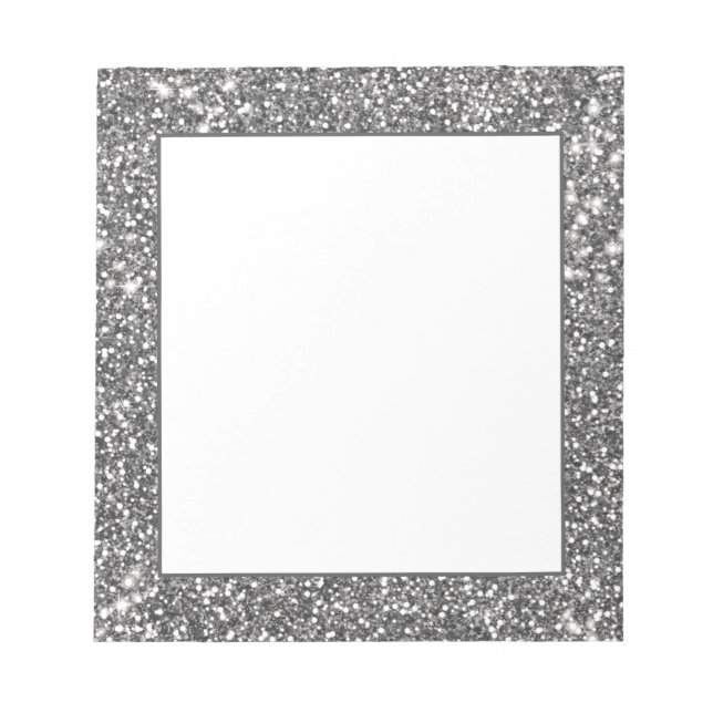 Bloc De Notas Diseño con textura de brillo gris plateado falso (Frente)