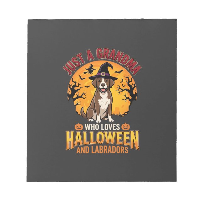 Bloc De Notas Diseño de abuela de Labrador Halloween_1 (Frente)