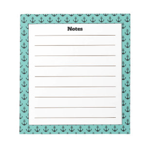 Bloc De Notas Diseño de Ancla con Nombre Personalizado con Borde