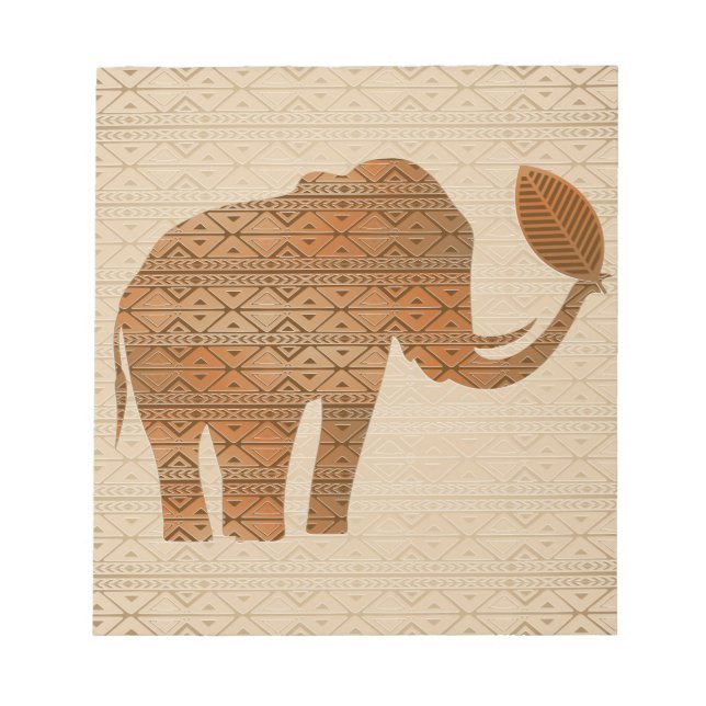 Bloc De Notas Diseño de arte tribal para elefantes (Frente)