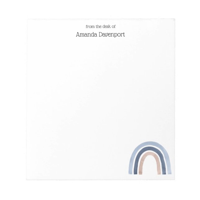 Bloc De Notas Diseño de boho arcoiris azul y rosa (Frente)