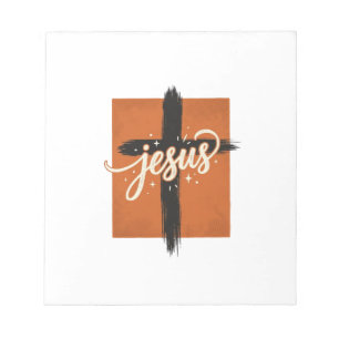 Bloc De Notas Diseño de camiseta cristiana de cruz de Jesús vint