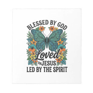 Bloc De Notas Diseño de camiseta cristiana de mariposa bendita (
