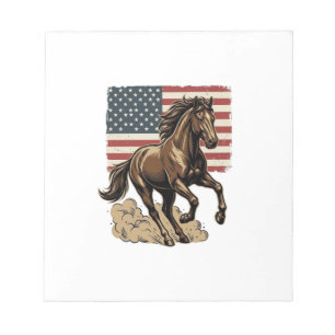 Bloc De Notas Diseño de camiseta de bandera americana de caballo