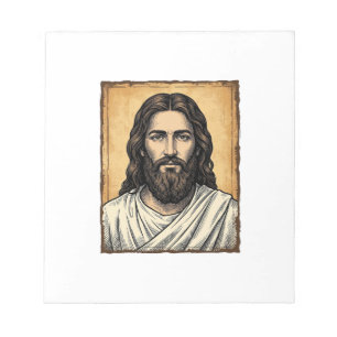 Bloc De Notas Diseño de camiseta de retrato religioso grabado vi