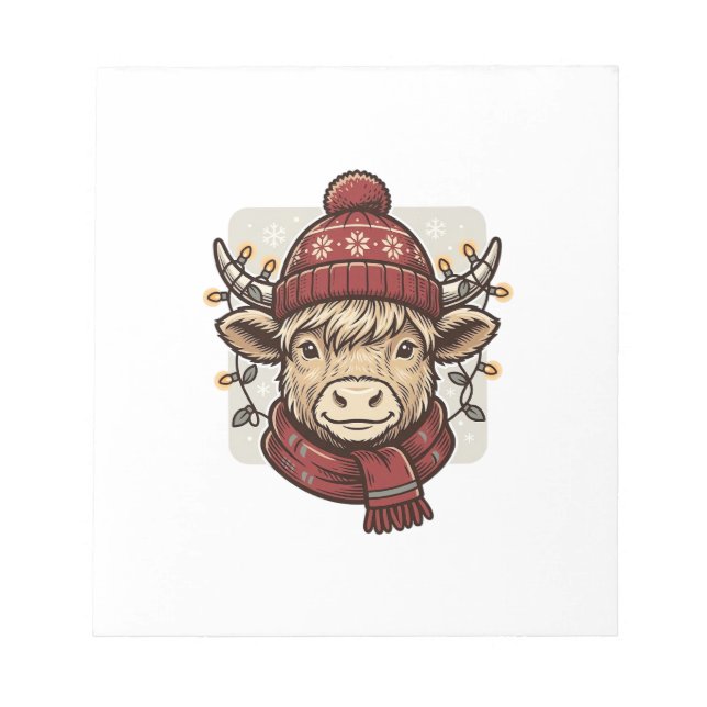 Bloc De Notas Diseño de camiseta vectorial de vaca de las Highla (Frente)