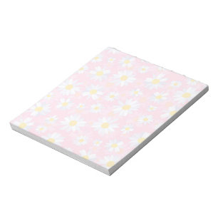 Bloc De Notas Diseño de color blanco y margarita con flores de r