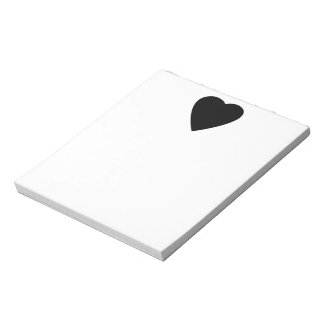 Bloc De Notas Diseño de corazón de amor blanco y negro.