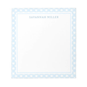 Bloc De Notas Diseño de Gingham azul y blanco
