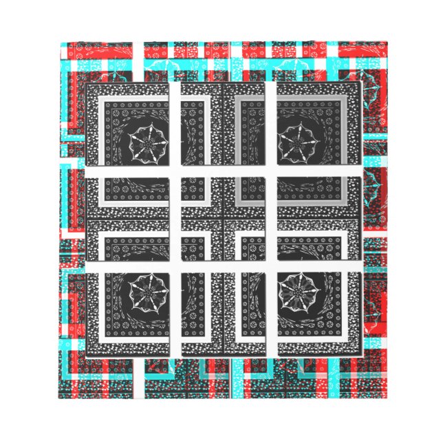 Bloc De Notas Diseño de gráficos negros, blancos y rojos bajo co (Frente)