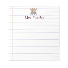 Bloc De Notas Diseño de lápiz retro con nombre personalizado de