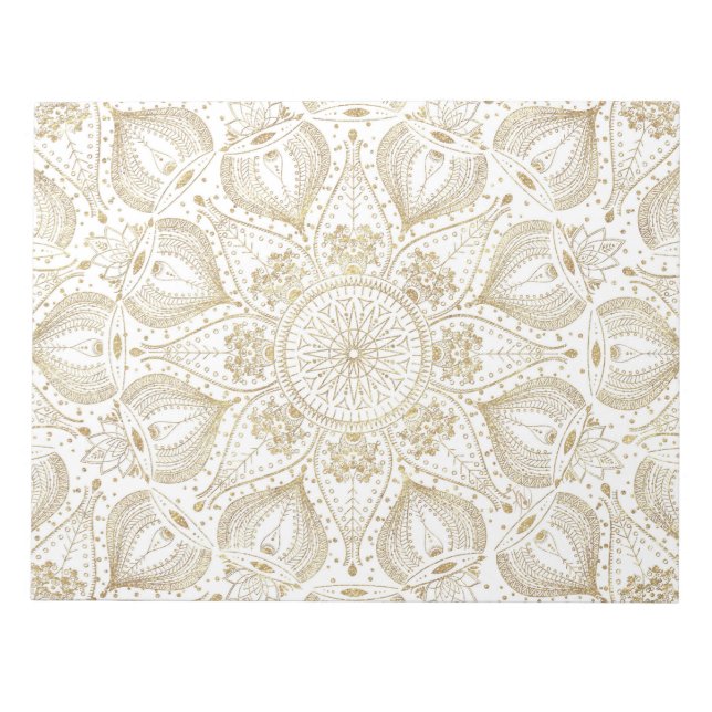 Bloc De Notas Diseño de mandala dorado boho chic (Frente)