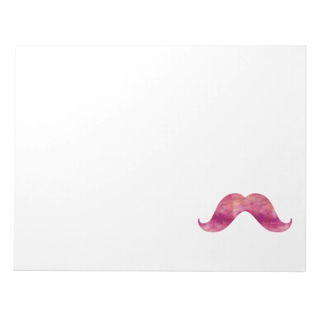 Bloc De Notas Diseño de Mostache Rosa Tie Dye Acuarela Mustaches (Frente)