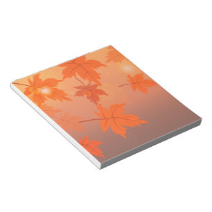 Bloc De Notas Diseño de otoño con hojas de arce y efecto bokeh