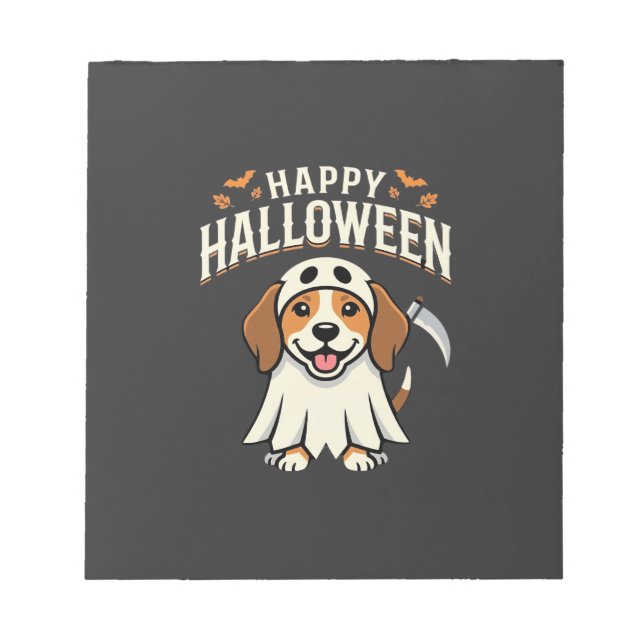 Bloc De Notas Diseño de perro Beagle Feliz Halloween_1 (Frente)