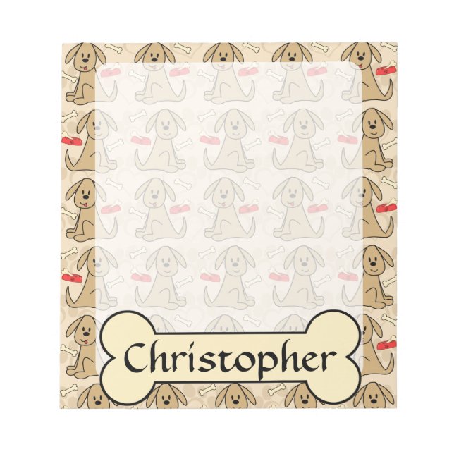 Bloc De Notas Diseño de perros con pipa marrón personalizado (Frente)