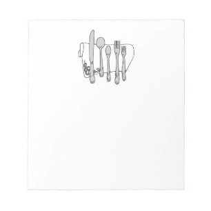 Bloc De Notas Diseño de Siverware en blanco y negro