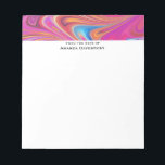 Bloc De Notas Diseño de Swirls Groovy Naranja Rosa<br><div class="desc">Un cuaderno con un diseño psicodélico trippy. Rosa,  naranja y toques azules girando por todos lados. Vibra hippie retro.</div>