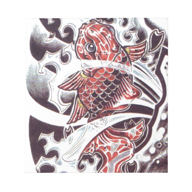 Bloc De Notas Diseño de tatuaje de koi rojo (Frente)