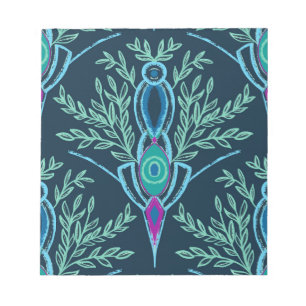 Bloc De Notas Diseño de tótem leafy en azul oscuro