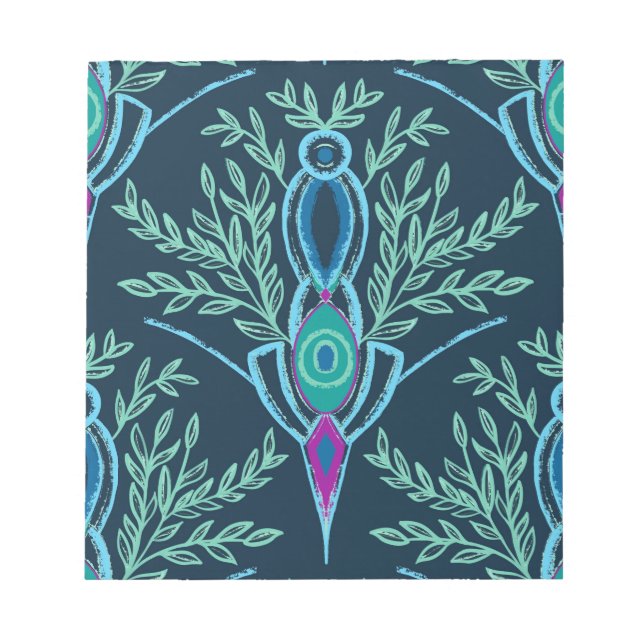 Bloc De Notas Diseño de tótem leafy en azul oscuro (Frente)
