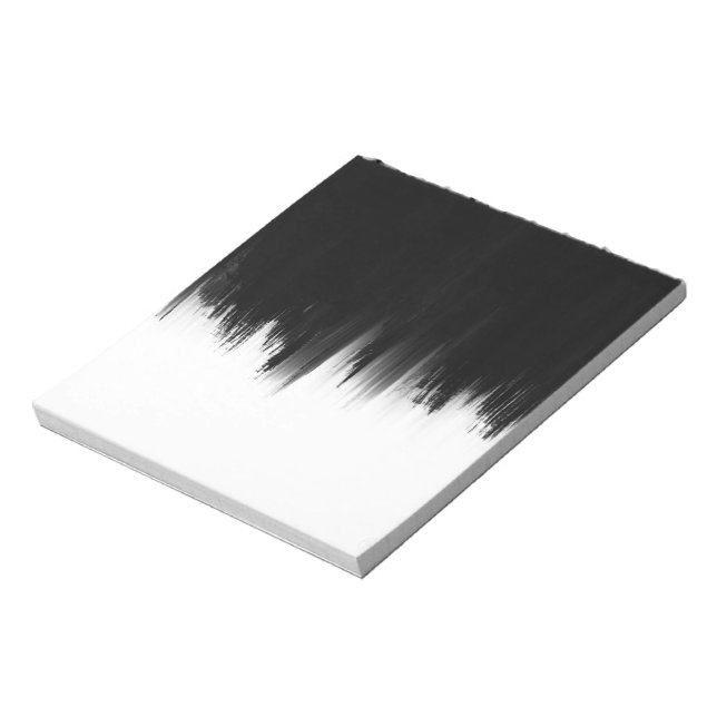 Bloc De Notas Diseño de trazos modernos de pincel blanco negro (Lado Izquierdo)