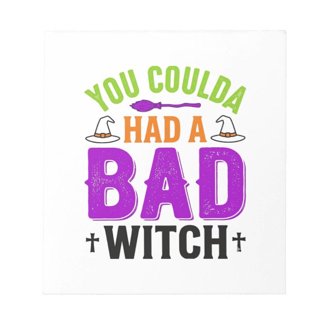 Bloc De Notas Diseño de vector de cita de Halloween de bruja mal (Frente)