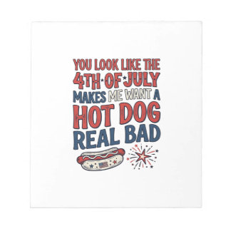 Bloc De Notas Diseño divertido de camiseta patriótica de hot dog