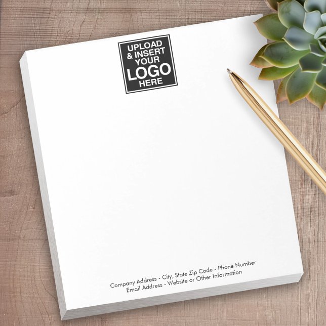 Bloc De Notas Diseño empresarial básico para logotipos (Personalized Notepad with Your Logo - add contact info for a great promotional product)