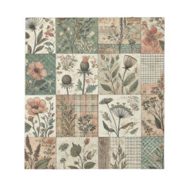 Bloc De Notas Diseño floral de mosaico rosa de Rubor verde
