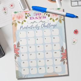 Bloc De Notas Diseño floral Desafío de productividad de 30 días