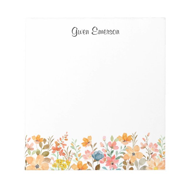 Bloc De Notas Diseño floral fresco y moderno (Frente)