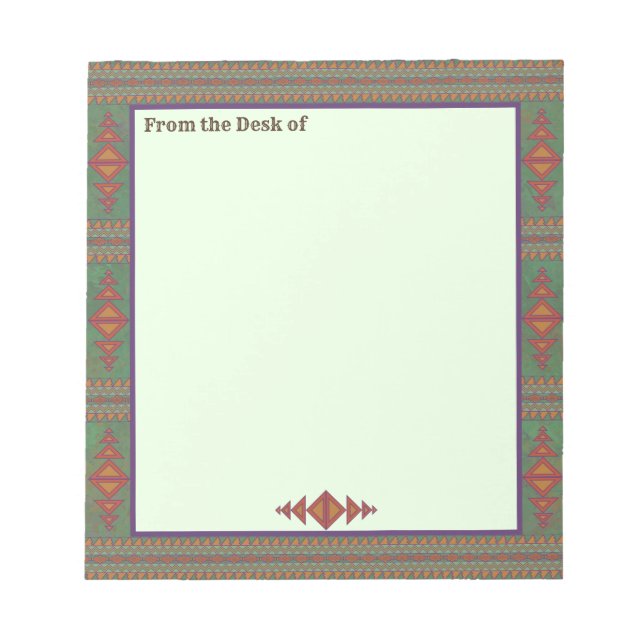 Bloc De Notas Diseño geométrico verde del suroeste de Sagebrush (Frente)