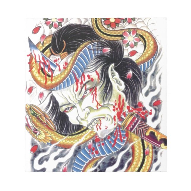 Bloc De Notas Diseño Grotesco y de tatuaje de serpientes (Frente)