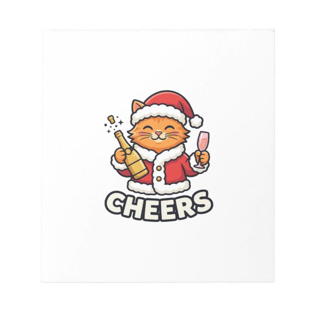 Bloc De Notas Diseño Vectorial de Gato de Navidad Feliz (Frente)