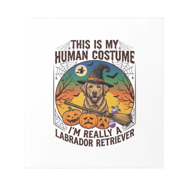 Bloc De Notas Disfraz Humano Labrador Retriever Bruja de Hallowe (Frente)
