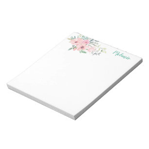 Bloc De Notas Disposición simple de flores y botánicos rosados