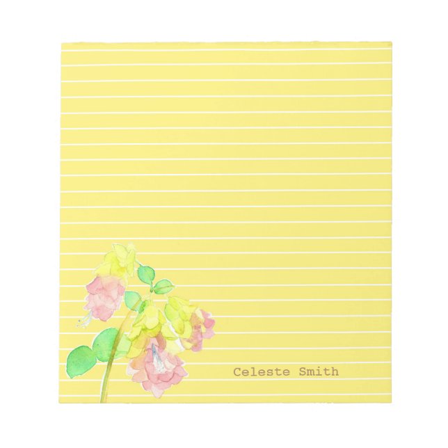 Bloc De Notas Dittany De Creta Botánica Personalizada Amarillo (Frente)