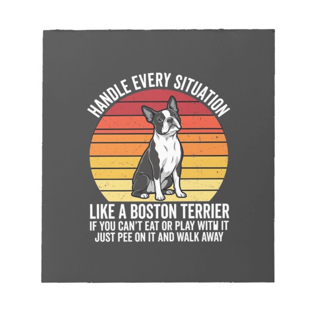 Bloc De Notas Divertido Actitud de Perro Retro Boston Terrier (Frente)