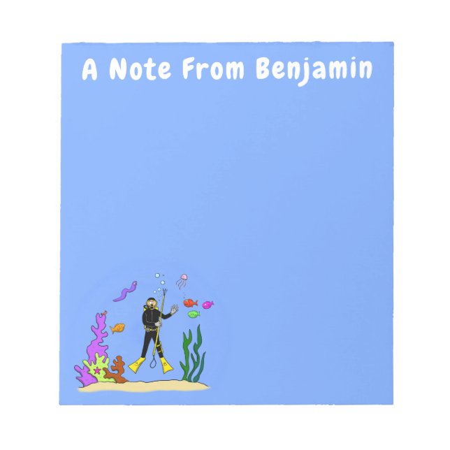 Bloc De Notas Divertido buceador de scuba y personalizado de cri (Frente)