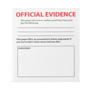 Bloc de notas divertido de evidencia oficial noved