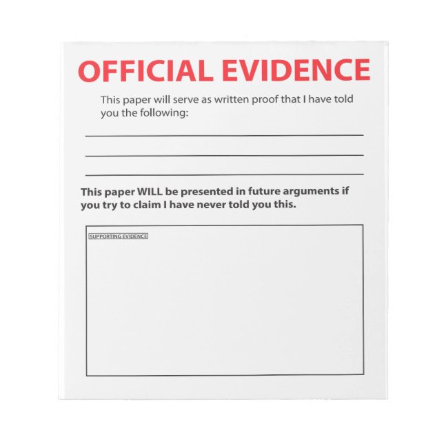 Bloc de notas divertido de evidencia oficial noved (Frente)
