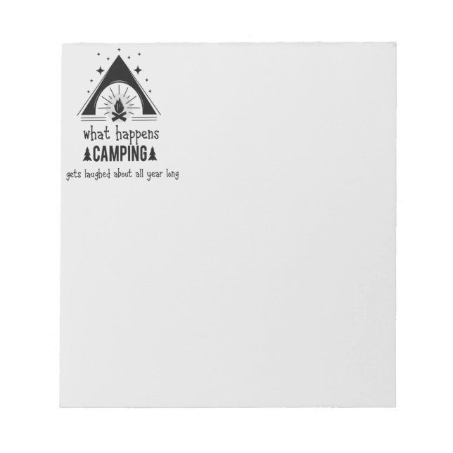 Bloc De Notas Divertido de lo que pasa acampando se ríe (Frente)