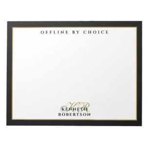 Bloc De Notas Divertido personalizado simple elegante negro blan