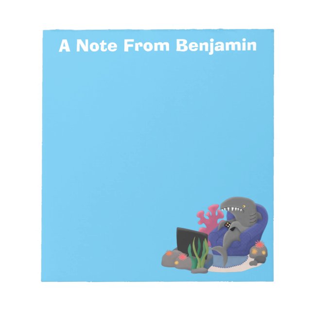 Bloc De Notas Divertido tiburón viendo al personalizado de telev (Frente)