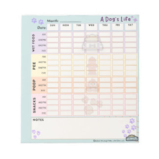 Bloc De Notas Dog Daily Tracker Notepad 40 páginas Sunday Starte