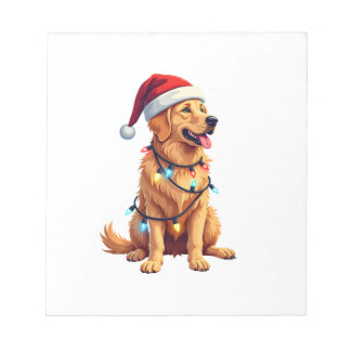 Bloc De Notas Dog Golden Retriever Santa Christmas Xmas Lights (