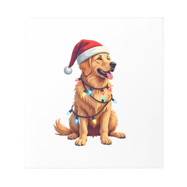 Bloc De Notas Dog Golden Retriever Santa Christmas Xmas Lights ( (Frente)