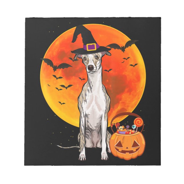 Bloc De Notas Dog Halloween Whippet Jack O Lantern Pumpkin (Frente)